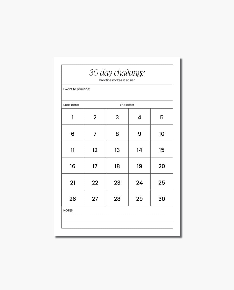 30 Day Challenge Printable – Bergmann Studio